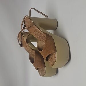 Sam Edelman Women's Grayson Platform Sandal SZ 7 Brown Ultra Heel Disco 70s NEW